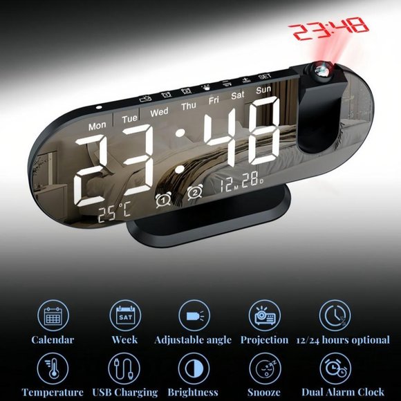 Multifunctional Creative LED Projection Clock - Picture 4 of 16